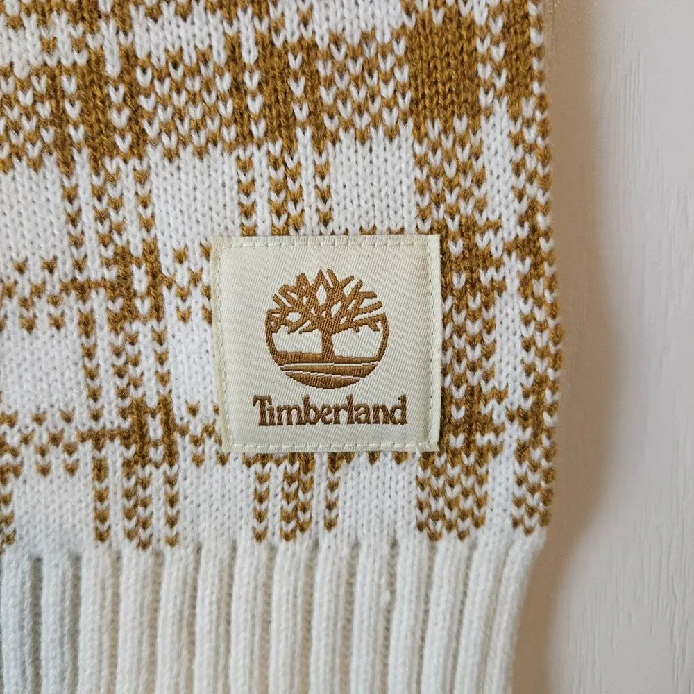 NEW Classic Timberland Gold Plaid Knit Scarf 10x62 Retail $60.00